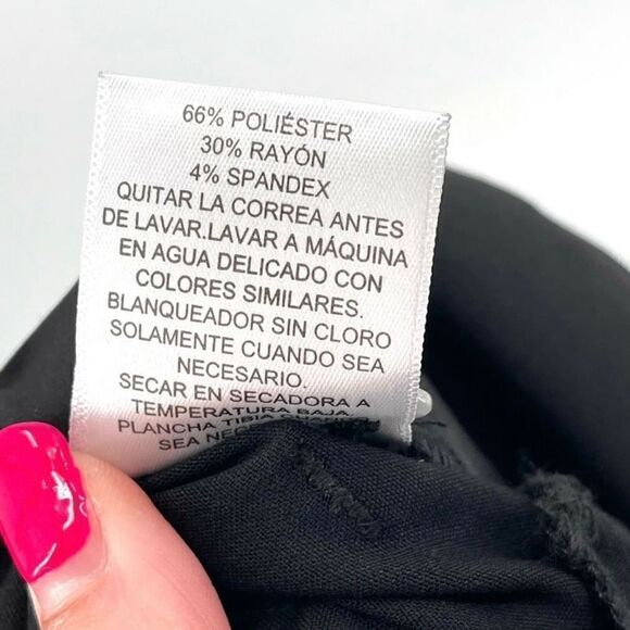 Danielle Bernstein Black Pleated Belted Paperbag Waist Straight Leg Pants Small - Picture 10 of 10